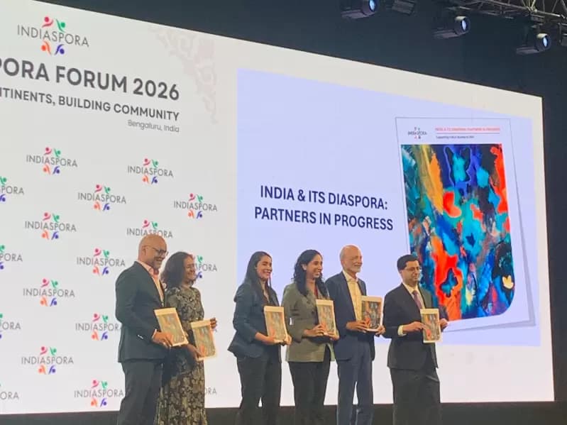The authors of the impact report - (from left to right): Sreekumar Nair, CEO India and Senior VP Indiaspora, Shobha Vishwanathan, Executive VP of development and chief community engagement officer, Indiaspora, Niranjana Rajagopal, leadership and and strategy advisor, Namrata Rajagopal, founder Exception Raised, MR Rangaswami, founder Indiaspora, Sanjeev Joshipura, executive director, Indiaspora.
