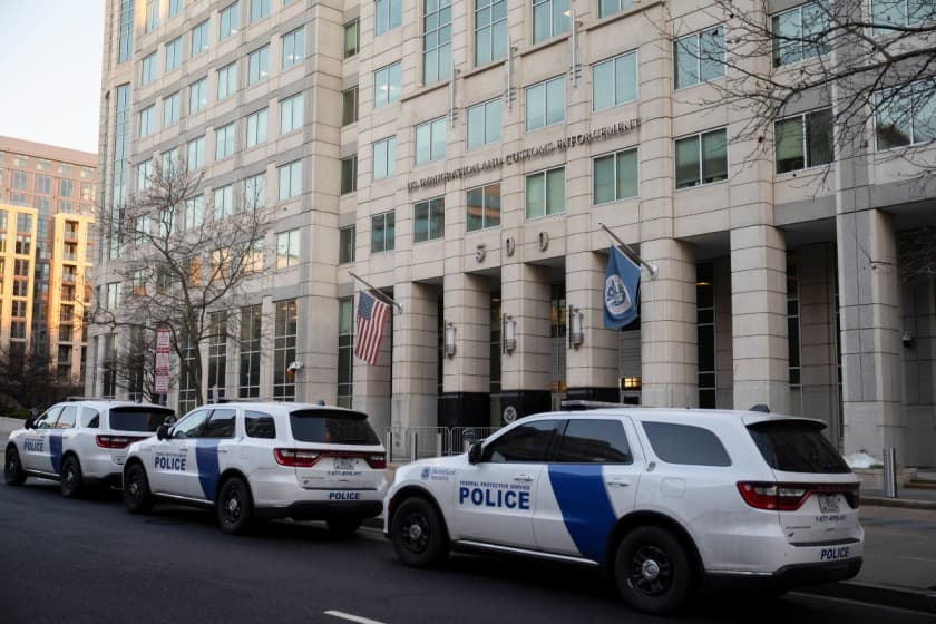 The U.S. Immigration and Customs Enforcement building stands in Washington, D.C., U.S. January 18, 2025. REUTERS/Vincent Alban/File Photo