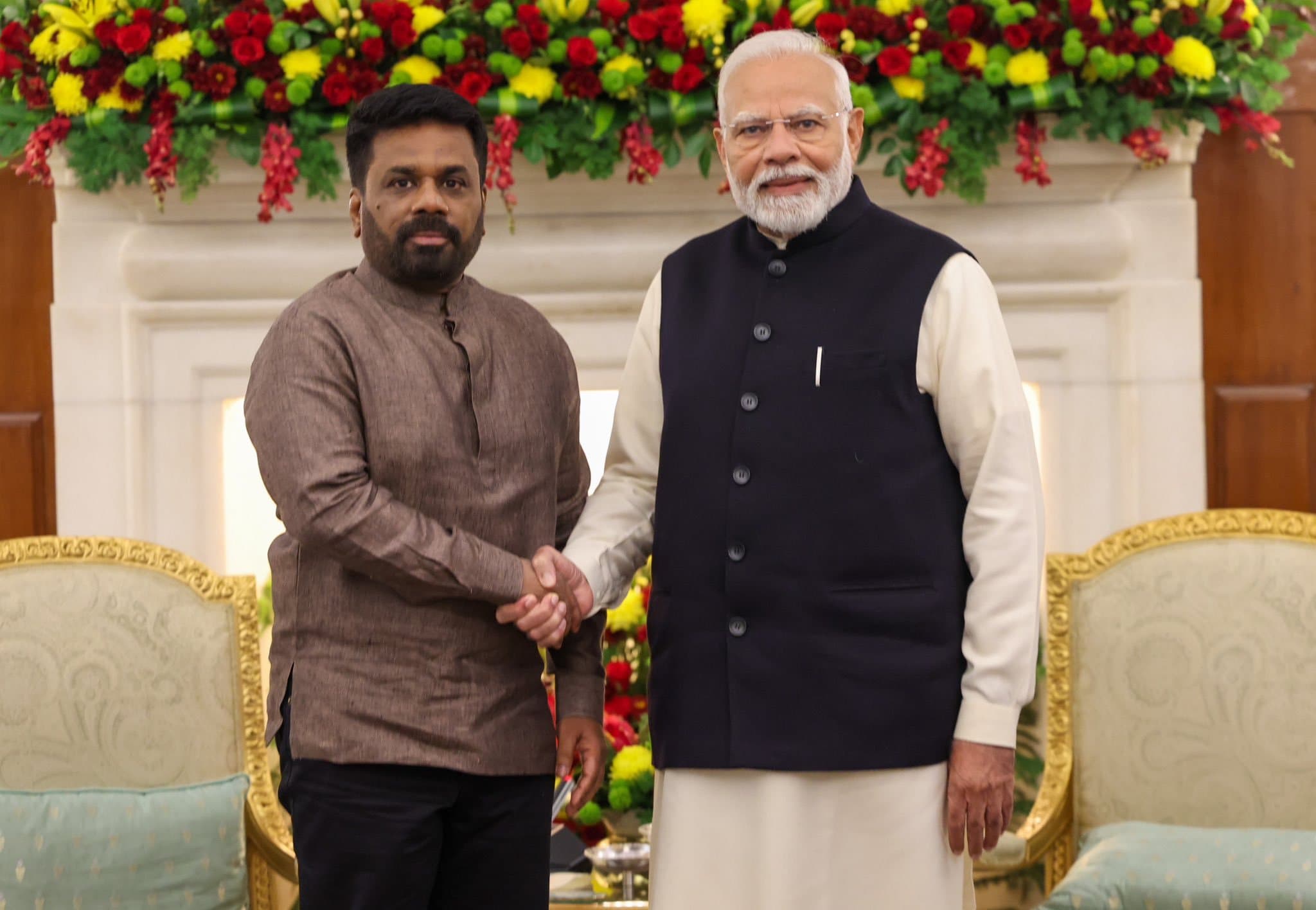 पीएम मोदी के साथ श्रीलंका के राष्ट्रपति अनुरा कुमारा दिसानायके।