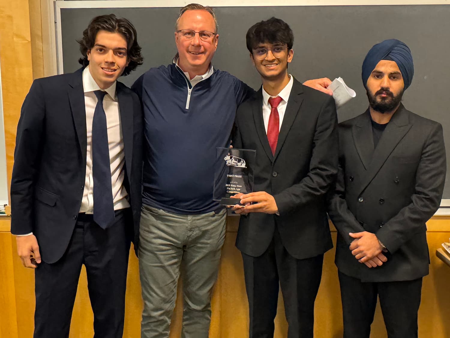 Three senior international finance students claimed first place in the inaugural Penn State FinTech App Competition sponsored by the Penn State Smeal College of Business Department of Finance and The FinTech Group, a student organization.