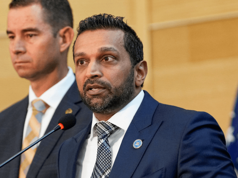 FBI Director Kash Patel speaks during a press conference announcing details on the suspect in the shooting of U.S. conservative commentator Charlie Kirk, who was fatally shot during an event at Utah Valley University, in Orem, Utah, U.S. September 12, 2025.