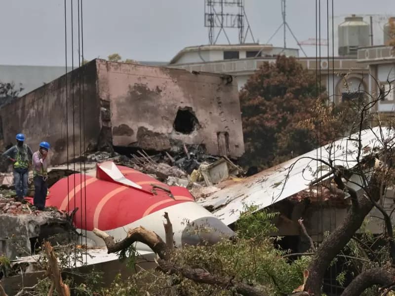 FILE PHOTO: Members of Indian Army's engineering arm prepare to remove the wreckage of an Air India aircraft, bound for London's Gatwick Airport, which crashed during take-off from an airport in Ahmedabad, India June 14, 2025.