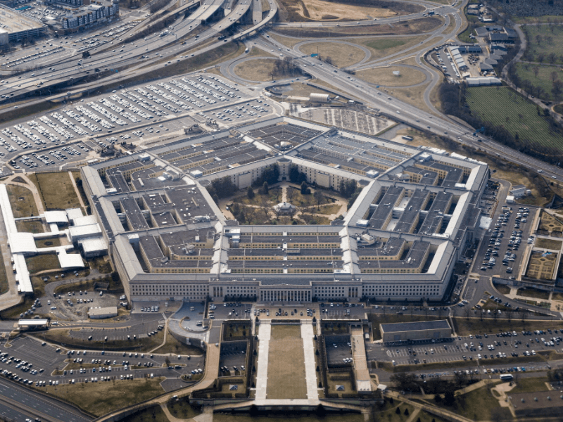 The Pentagon is seen from the air in Washington, D.C., U.S., March 3, 2022.