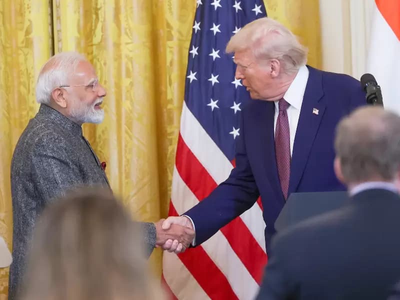 Prime Minister Narendra Modi with the President of the USA Donald Trump at the Joint Press Conference at the White House in Washington, DC, on Friday, February 14, 2025.