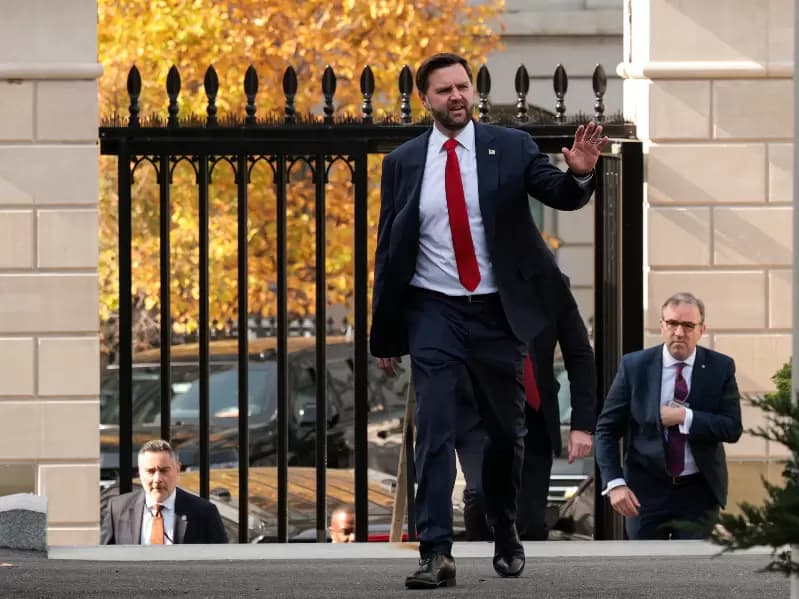 U.S. Vice President JD Vance walks toward the West Wing of the White House ahead of President Donald Trump's meeting with Hungarian Prime Minister Viktor Orban, in Washington, D.C., U.S., November 7, 2025.