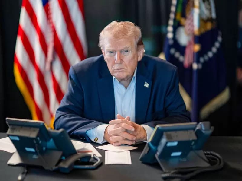 US President Donald Trump monitors military strikes on Iran alongside members of his national security team from the Mar-a-Lago estate in Palm Beach, Florida, on Friday, February 28, 2026.