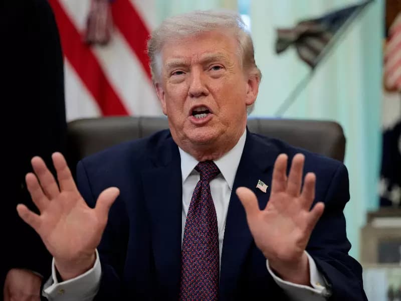 U.S. President Donald Trump speaks during the signing ceremony for an executive order on mail ballots, in the Oval Office of the White House in Washington, D.C., March 31, 2026.