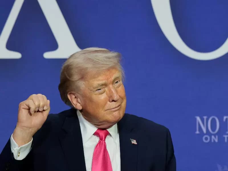 U.S. President Donald Trump gestures during a roundtable focused on tax cuts in Las Vegas, Nevada, U.S., April 16, 2026.