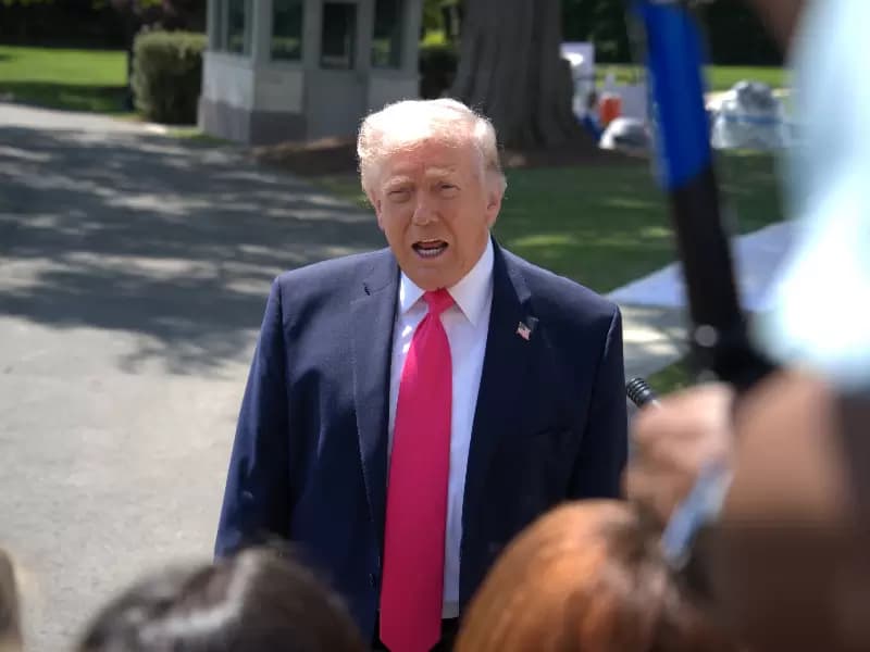 U.S. President Donald Trump speaks to the press on the South Lawn of the White House in Washington, D.C., the United States, April 16, 2026. Trump said Thursday he would consider visiting Pakistan if a peace deal is reached between the United States and Iran to end the weekslong conflict.
