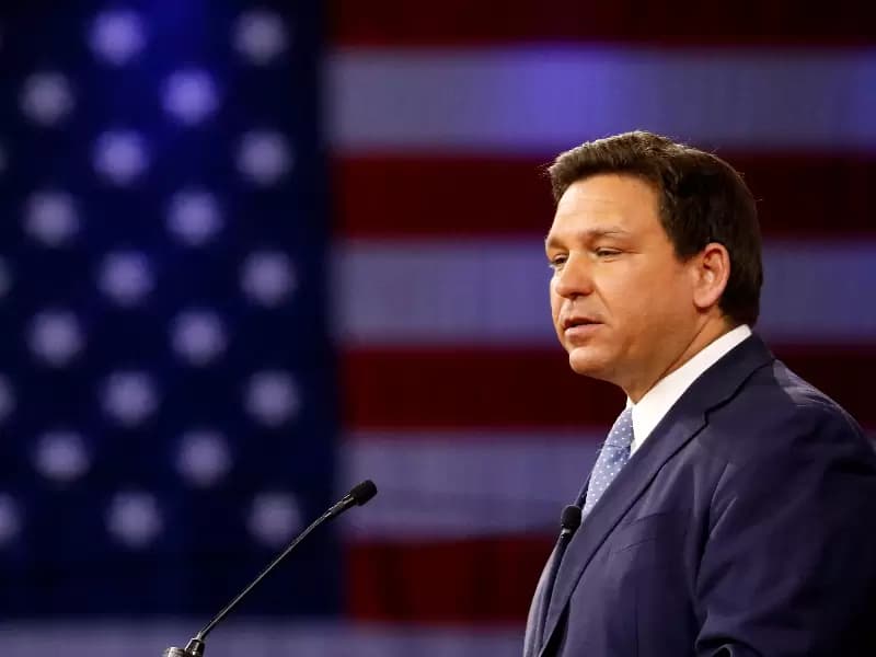 U.S. Florida Gov. Ron DeSantis speaks at the Conservative Political Action Conference (CPAC) in Orlando, Florida, U.S. February 24, 2022.