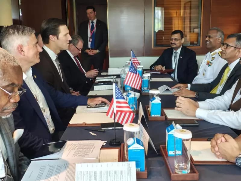 Defence Secretary Rajesh Kumar Singh, Member, House Armed Services Committee Pat Harrigan, who led a bipartisan US Congressional Delegation (CODEL)
