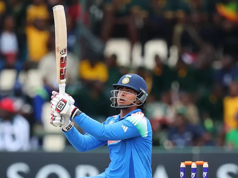 India U19's Vaibhav Sooryavanshi plays a shot during the ICC Under-19 World Cup 2026 final against England U19 at Harare Sports Club, in Harare, on Friday, February 6, 2026.