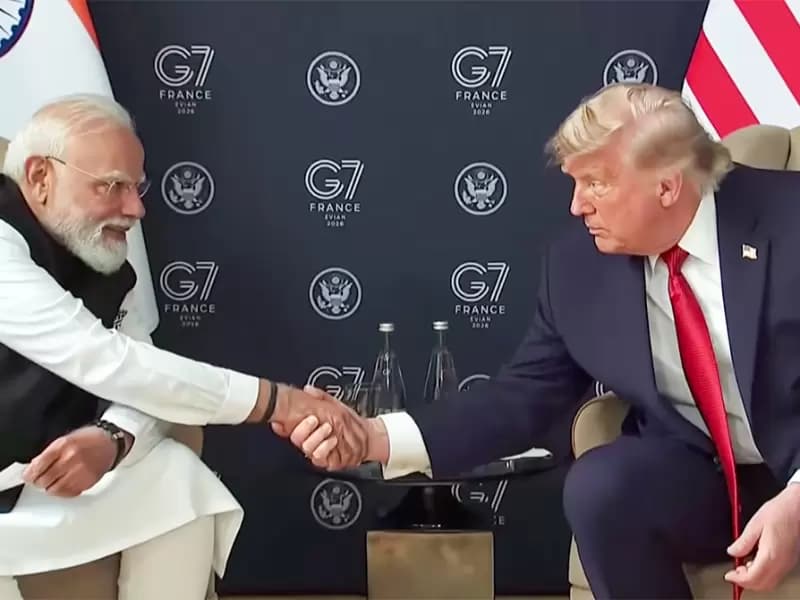 Prime Minister Narendra Modi and US President Donald Trump hold bilateral talks on the sidelines of the G7 Summit in Evian, France, on Wednesday, June 17, 2026.