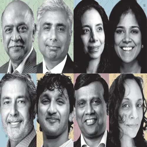 (Top L-R) Arvind Krishna, Arvind Raman, Anima Anandkumar, Suchi Saria (Bottom L-R) Sanjay Mehrotra, Sunny Gandhi, Ravi Kumar S, Meetali Jain